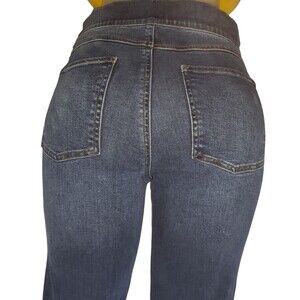 SPANX Pull On Style Dark Wash Distressed Jegging Size Large